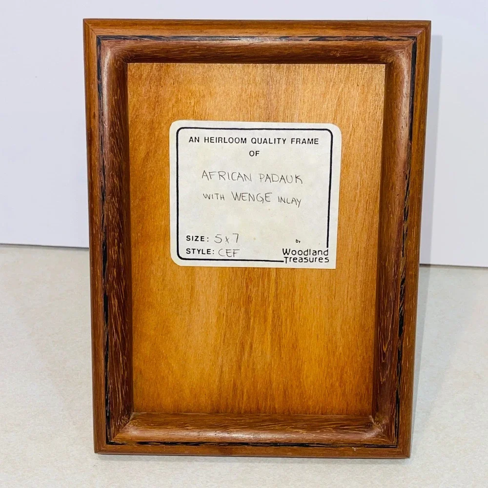 Woodland Treasures African Padauk Wenge Inlay Wooden Picture Frame 5x7 Vintage